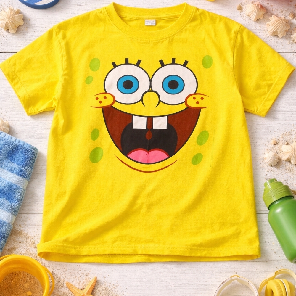 Fruit of the Loom Yellow SpongeBob Graphic Tee with Blue Eyes